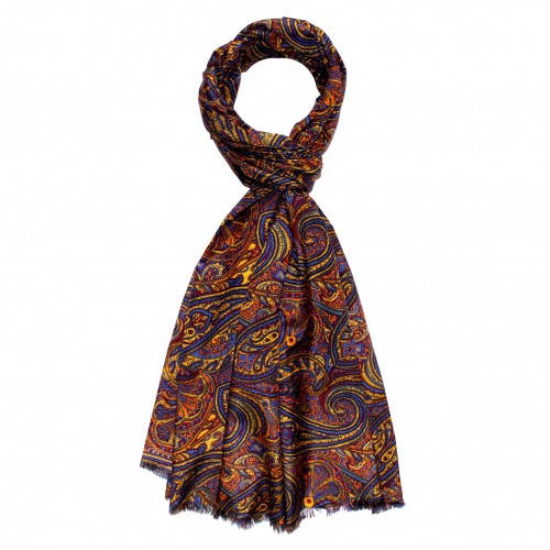 Lorenzo Cana Women's Scarf Paisley Yellow Blue Orange LORENZO CANA