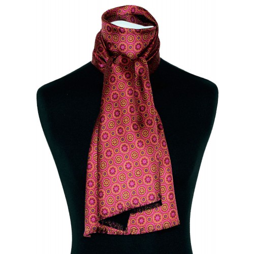Lorenzo Cana Women's Scarf Silk Wool Polka Dot Burgundy LORENZO CANA