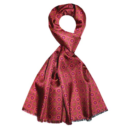 lorenzo cana Women's Scarf Silk Wool Polka Dot Burgundy LORENZO CANA