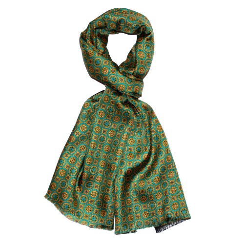 lorenzo cana Women's Scarf Silk Wool Polka Dot Green Cyan LORENZO CANA