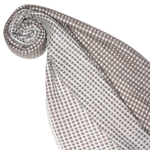 lorenzo cana Women's Shawl 100% Cashmere Checkered Brown LORENZO CANA