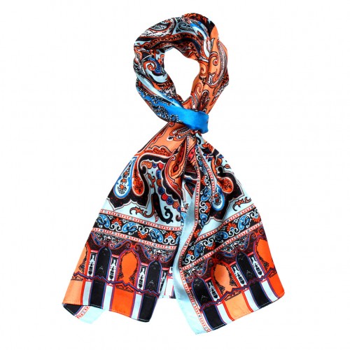 Lorenzo Cana Women's Shawl Silk Orange Blue Red LORENZO CANA