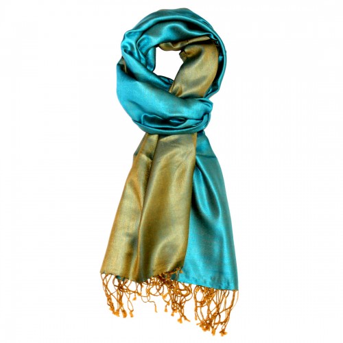 lorenzo cana Women's Shawl Silk Viscose Bicolored Cyan Green LORENZO CANA