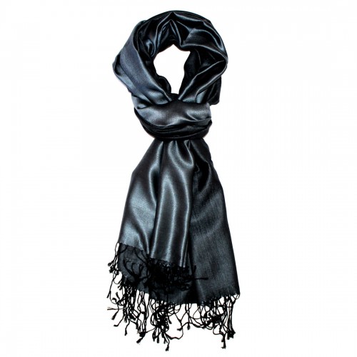 lorenzo cana Women's Shawl Silk Viscose Bicolored Steel Navy LORENZO CANA