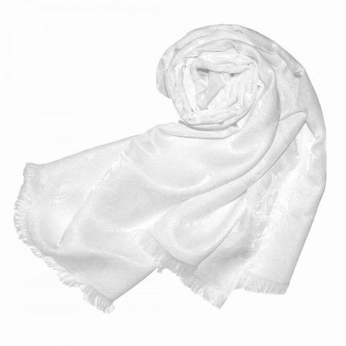 Lorenzo Cana Women's Shawl Viscose Silk Paisley White LORENZO CANA