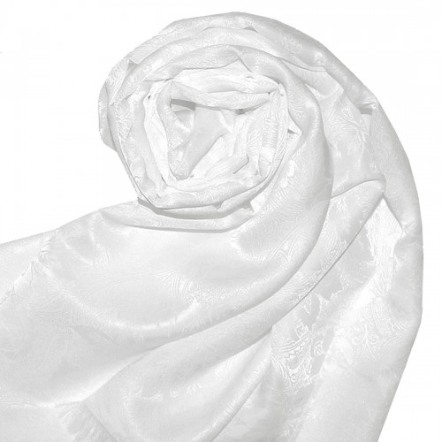 lorenzo cana Women's Shawl Viscose Silk Paisley White LORENZO CANA