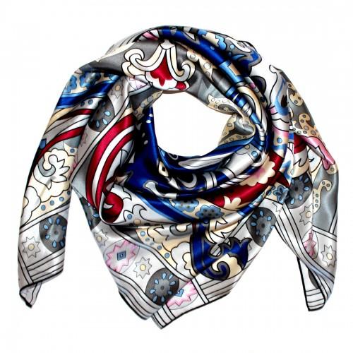 lorenzo cana Women's XL Scarf 100% Silk Floral Grey LORENZO CANA