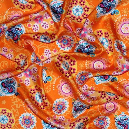 lorenzo cana Womens 100% Silk orange pink blue Floral LORENZO CANA