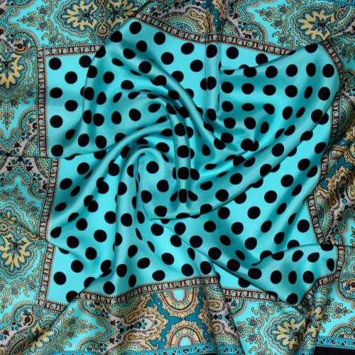 lorenzo cana Womens 100% Silk turquoise black green aqua points LORENZO CANA