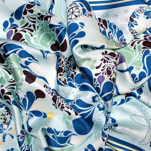 lorenzo cana Womens shawl 100% Silk aqua blue green Floral LORENZO CANA