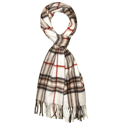 Lorenzo Cana Wool + Cashmere Scarf For Men White Brown Red LORENZO CANA