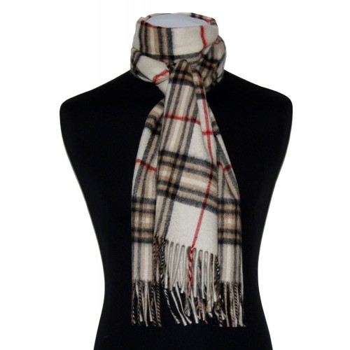 Lorenzo Cana Wool + Cashmere Scarf For Men White Brown Red LORENZO CANA