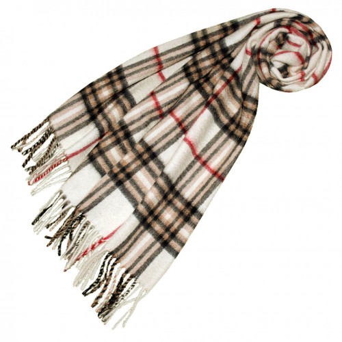 lorenzo cana Wool + Cashmere Scarf for Men White Brown Red LORENZO CANA