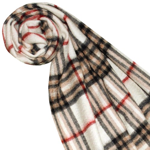 Lorenzo Cana Wool + Cashmere Scarf For Women White Brown Red LORENZO CANA