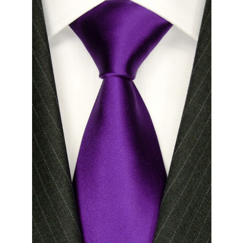 lorenzo cana XL Necktie 100% Silk Uni Purple Violet LORENZO CANA