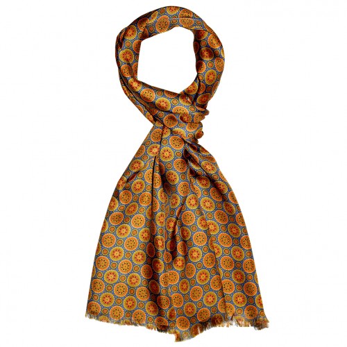 lorenzo cana XL Scarf for Men Silk Blue Dots LORENZO CANA