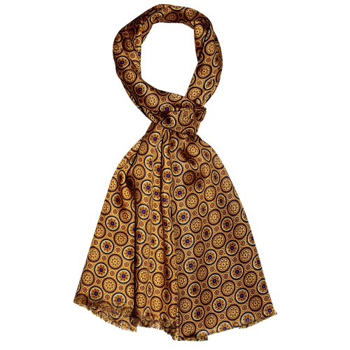 lorenzo cana XL Scarf for Men Silk Gold Points LORENZO CANA