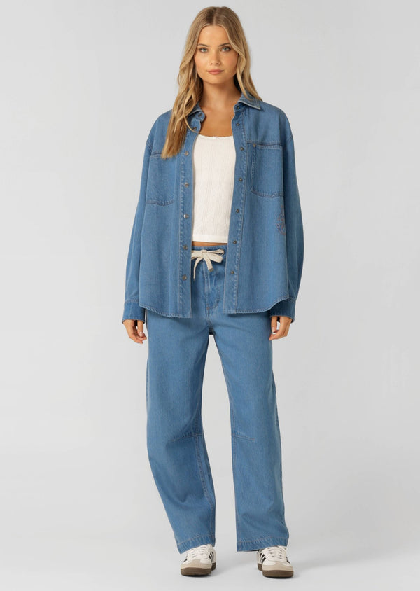 Lorna Jane Off Duty Vintage Wash Denim Shirt