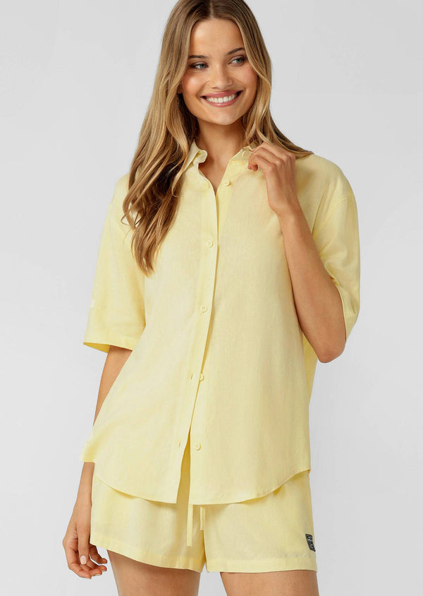Lorna Jane Preset Linen Short Sleeve Shirt