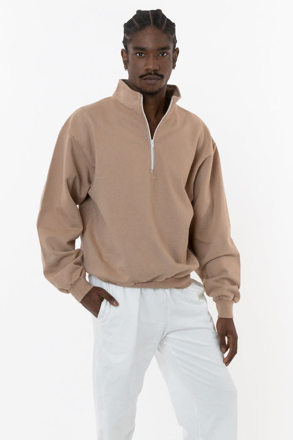 Los Angeles Apparel 10 Oz. Garment Dye Cotton Fleece Half Zip Pullover