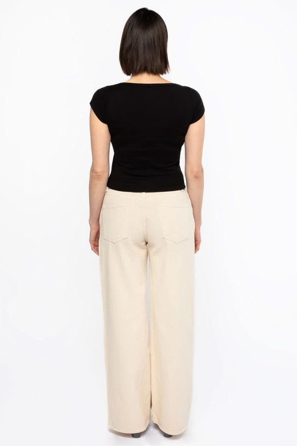 Los Angeles Apparel 12 Oz Bull Denim Mid Rise Wide Leg Jeans