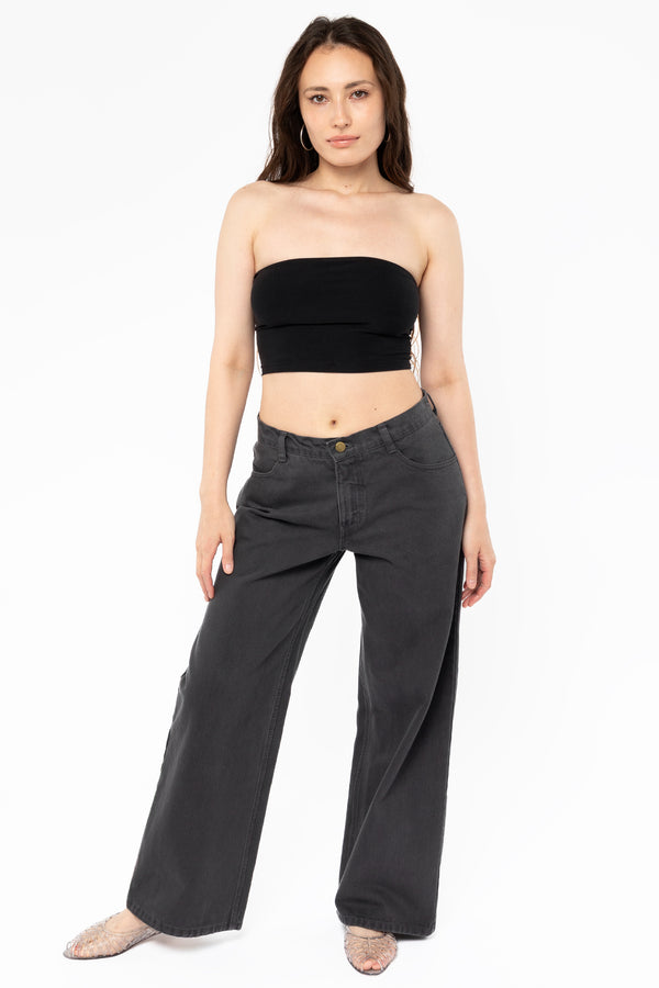 Los Angeles Apparel 12 Oz Bull Denim Mid Rise Wide Leg Jeans