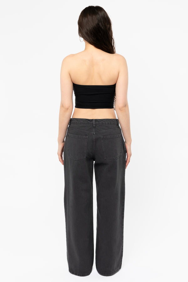 Los Angeles Apparel 12 Oz Bull Denim Mid Rise Wide Leg Jeans