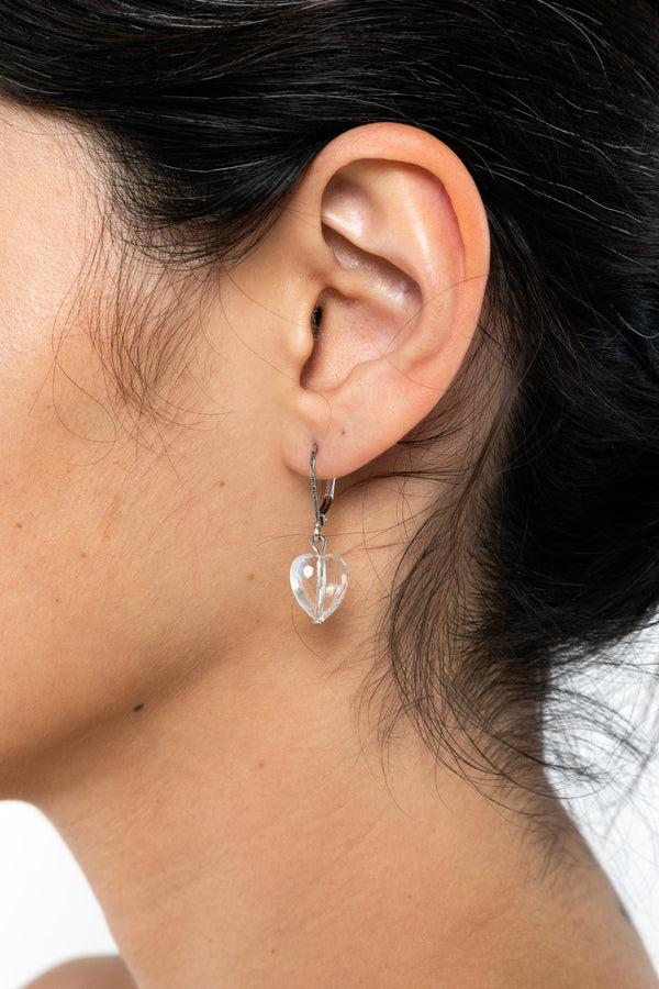 Los Angeles Apparel 12mm Lucite Heart Drop Earrings