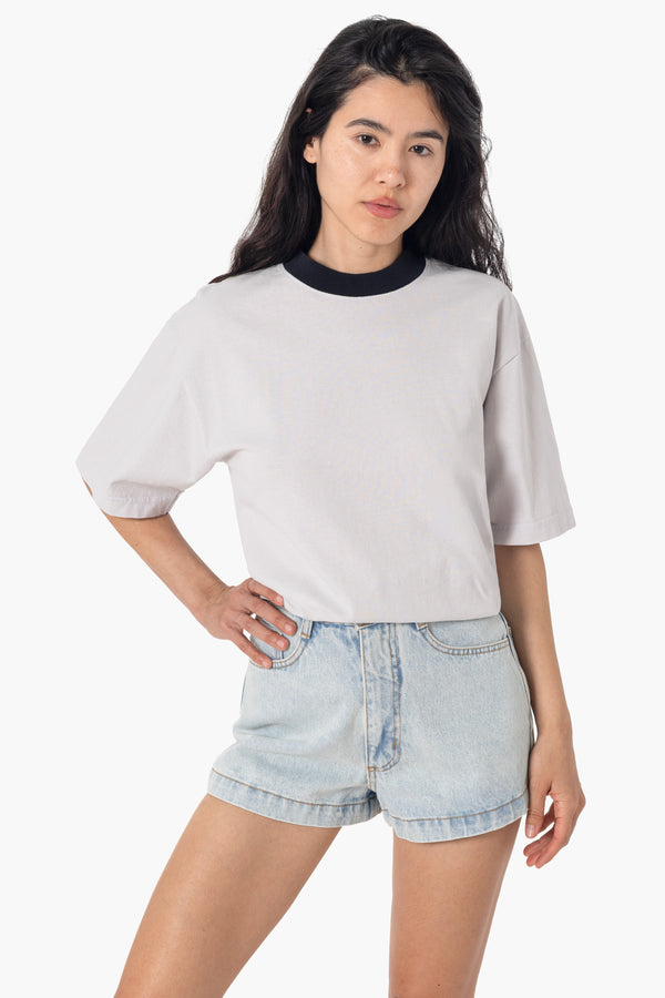 Los Angeles Apparel 6.5oz Garment Dye Crew Neck Ringer T-Shirt