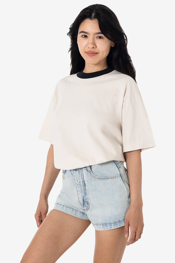 Los Angeles Apparel 6.5oz Garment Dye Crew Neck Ringer T-Shirt