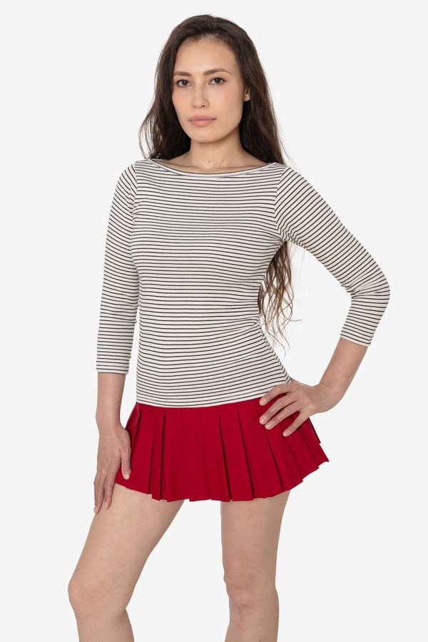 Los Angeles Apparel Baby Rib 3/4 Sleeve Boatneck Top