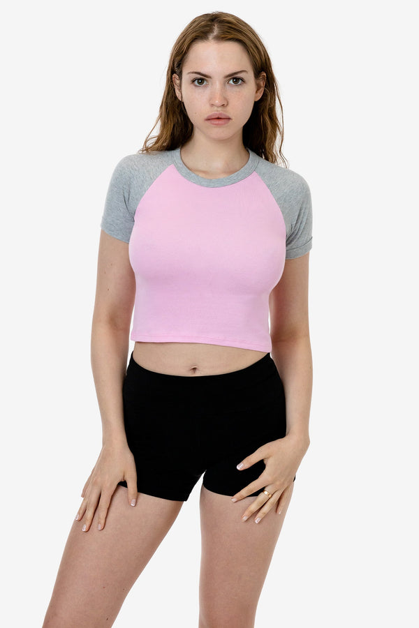 Los Angeles Apparel Baby Rib Short Sleeve Cropped Raglan