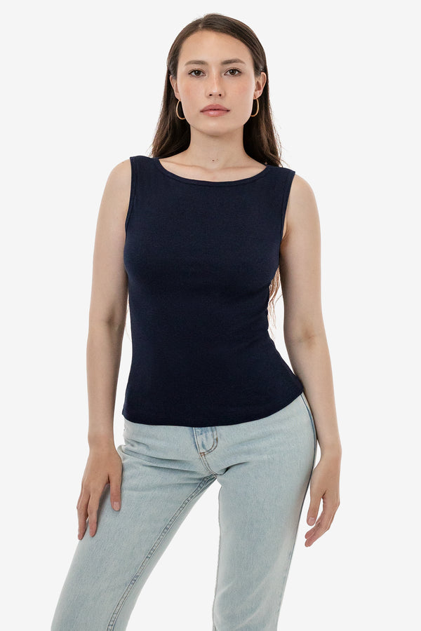 Los Angeles Apparel Baby Rib Sleeveless Boatneck Top