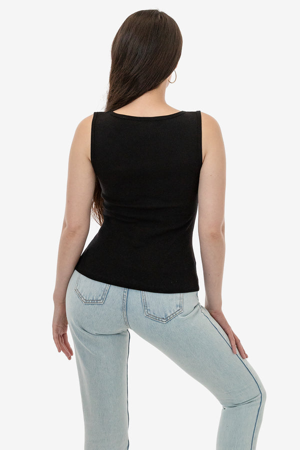 Los Angeles Apparel Baby Rib Sleeveless Boatneck Top