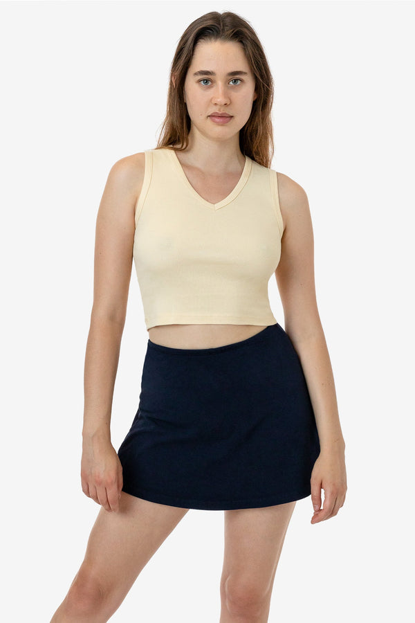 Los Angeles Apparel Baby Rib Sleeveless V-Neck Crop Tank