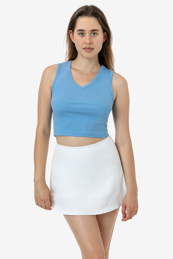 Los Angeles Apparel Baby Rib Sleeveless V-Neck Crop Tank