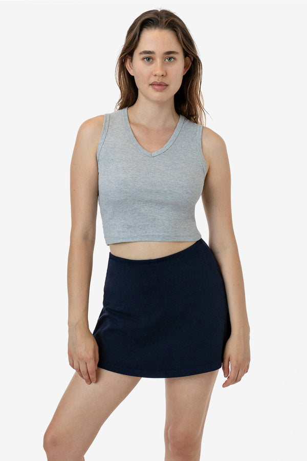 Los Angeles Apparel Baby Rib Sleeveless V-Neck Crop Tank