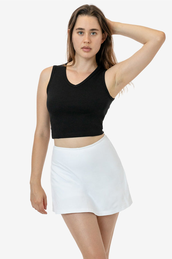 los angeles apparel Baby Rib Sleeveless V-Neck Crop Tank