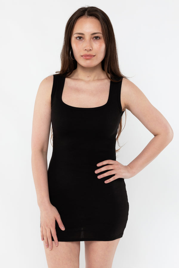los angeles apparel Baby Rib Square Neck Tank Dress