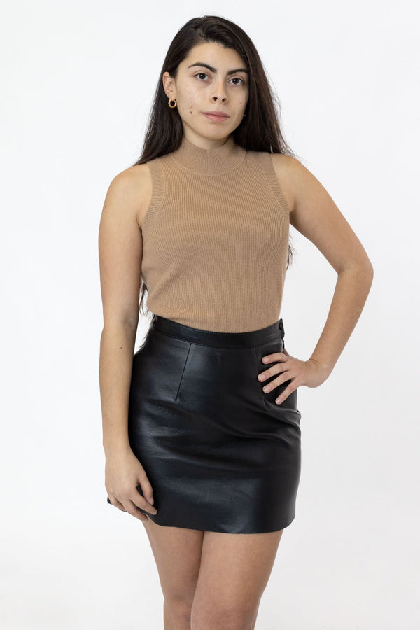 Los Angeles Apparel Cashmere Knit Sleeveless Mock Neck