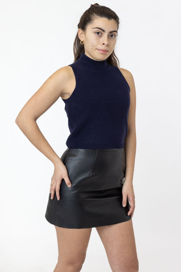 los angeles apparel Cashmere Knit Sleeveless Mock Neck