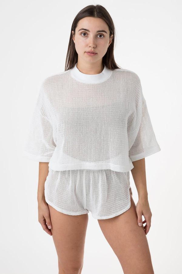 Los Angeles Apparel Cotton Fishnet Garment Dye Crop Top