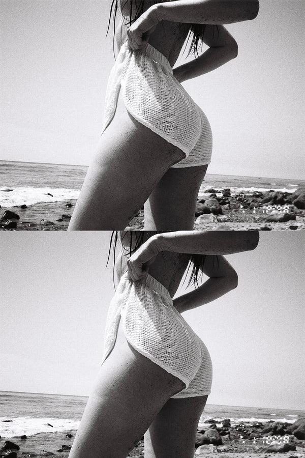 Los Angeles Apparel Cotton Fishnet Garment Dye Shorts