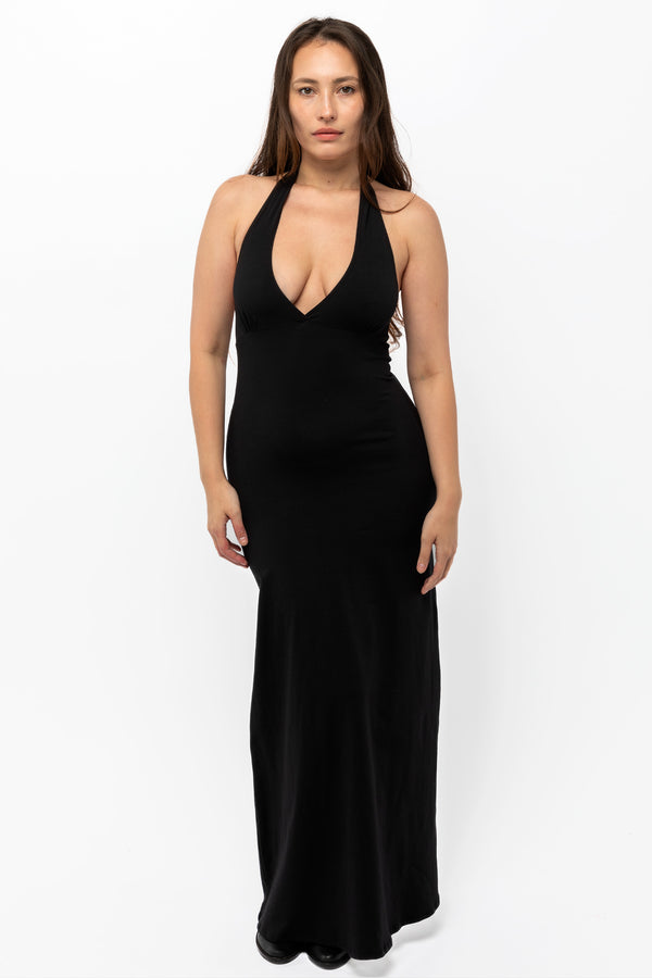 los angeles apparel Cotton Spandex Halter Maxi Dress