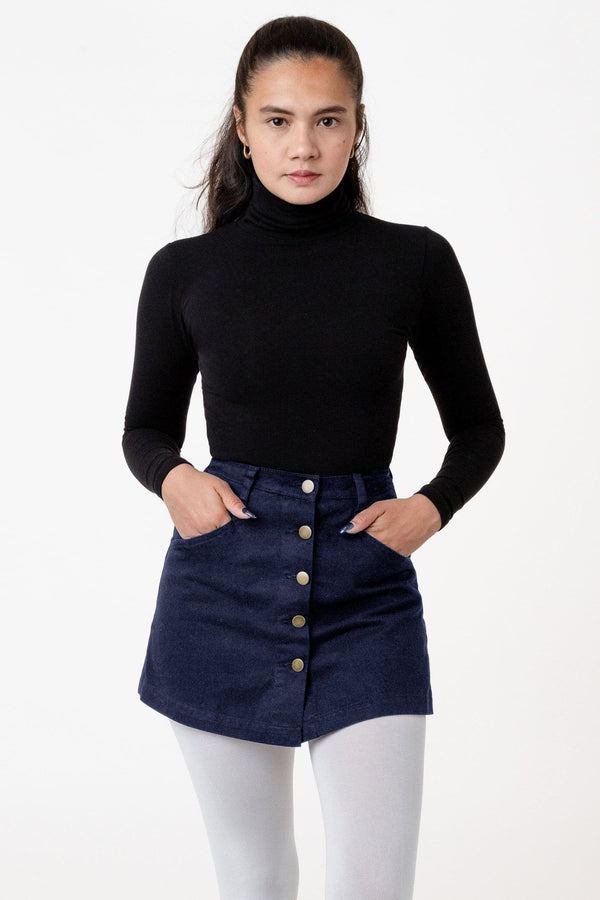 Los Angeles Apparel Cotton Twill Button-Front Skort