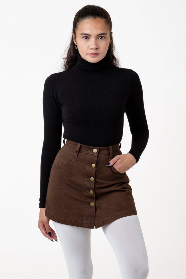 Los Angeles Apparel Cotton Twill Button-Front Skort