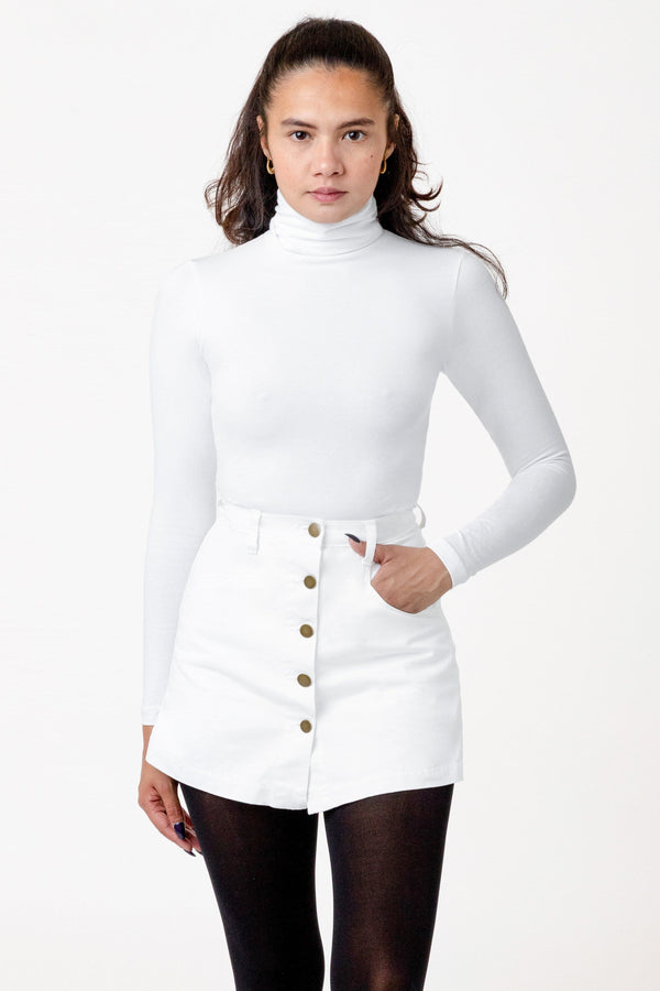 Los Angeles Apparel Cotton Twill Button-Front Skort