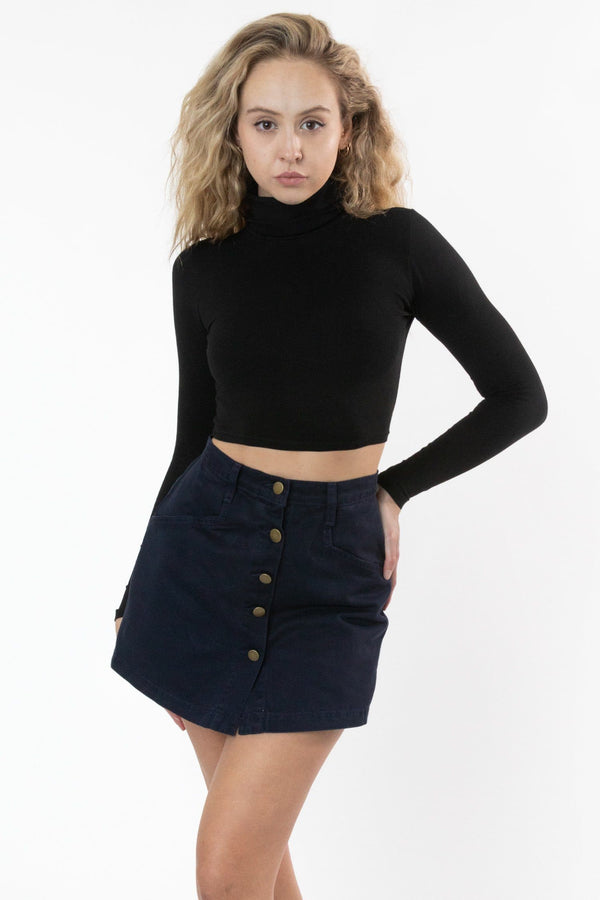 los angeles apparel Cropped Cotton Spandex Garment Dye Turtleneck