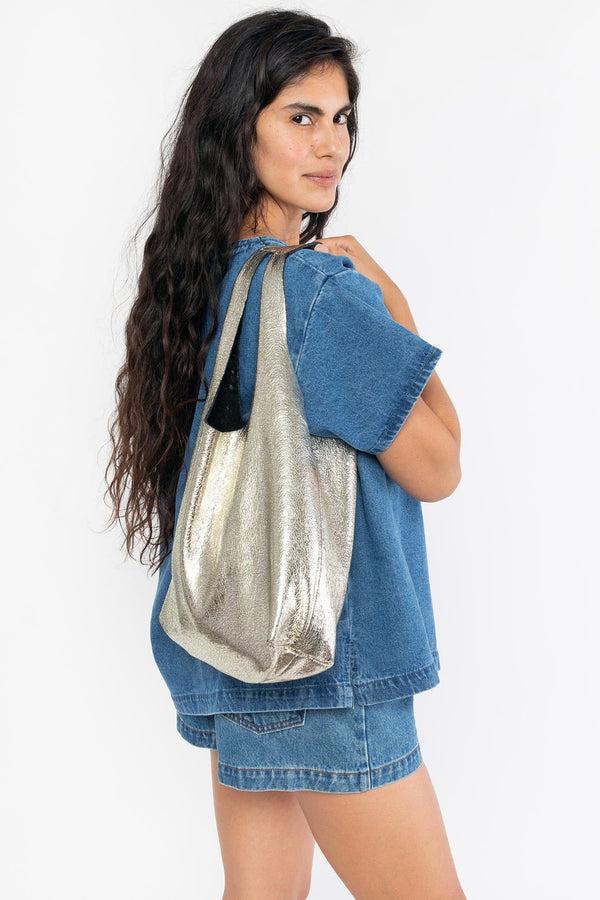 Los Angeles Apparel Embellished Leather Shopping Bag