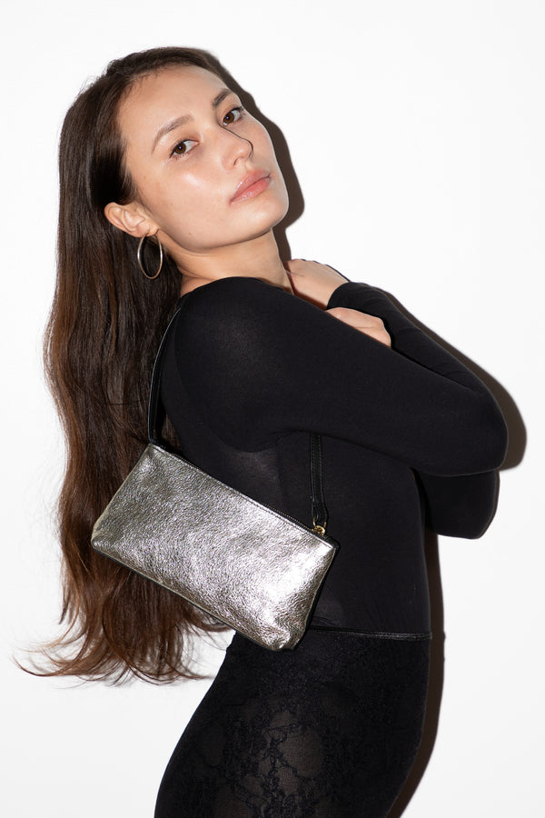 Los Angeles Apparel Embellished Leather Zip Pochette